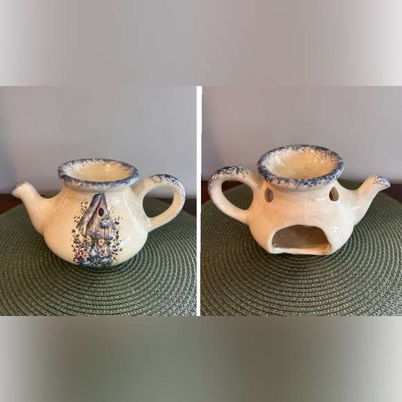 Hobby Farm Pottery Edgerton, WI Porcelain Wax Oil Burner Birdhouse Tea Pot Style - Picture 1 of 11